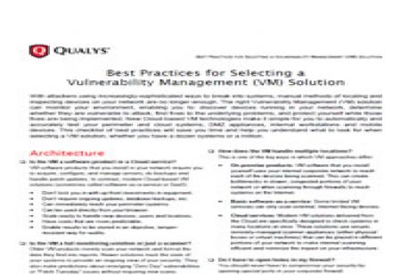 Best Practices for Selecting a Vulnerability Management (VM) Solution